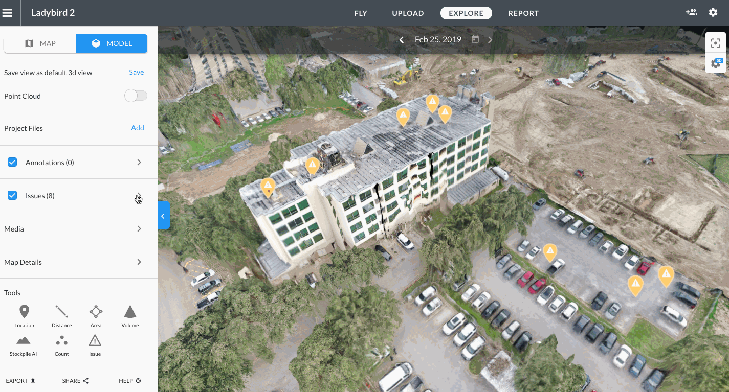 DroneDeploy issue tracking interface