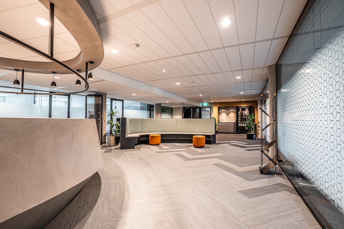 Modern office reception area representing commercial scanning environment